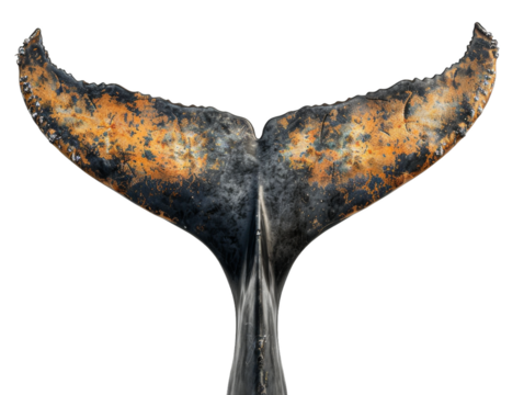 Humpback whale tail isolated on transparent background