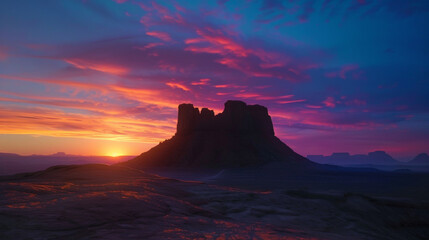 Arizona's Colorful Sunset with Desert Scenery