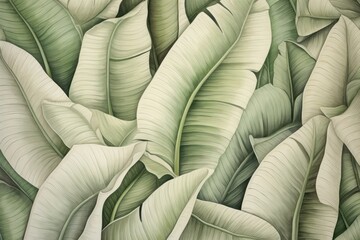 Obraz premium Pastel monotone banana leaves backgrounds pattern plant.