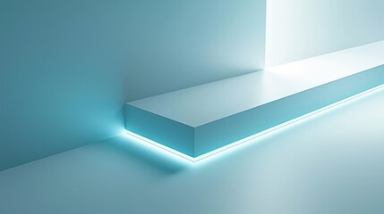 Fototapeta premium Empty white platform with neon lights illuminating minimal background