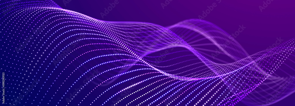 Aufkleber lights background. colored music wave. big data digital code. futuristic dots illustration. 3d