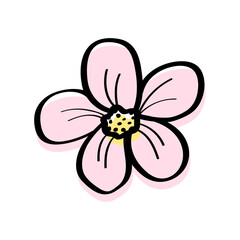Flower icon doodle sketch. Vector illustration of a cartoon flower. Isolate on white.