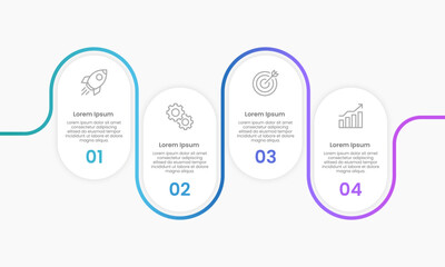Infographic line curve. Timeline 4 Key Points. Business Presentation , Report, Marketing, Timeline and Planning. Vector Illustration.