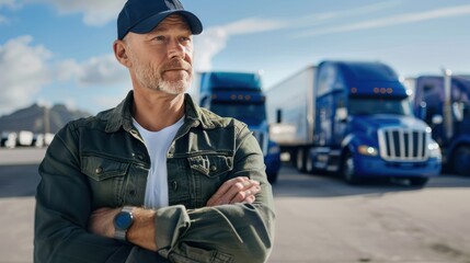 Fototapeta premium The Trucker in Blue Cap
