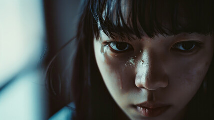 女, 女性, 女の子, 悲しみ, 憂鬱, 涙, 涙を流す女性, なく女性, 悲しい表情, アジア人, 日本人, Woman, female, girl, sad, melancholy, tears, tearful woman, without tears, sad expression, asian, japanese