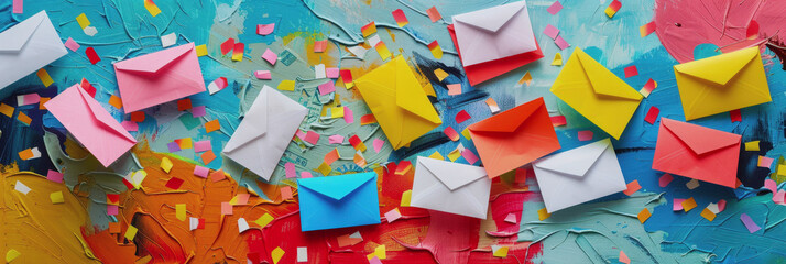 World Mail Day. a postal envelope. letters in a postal envelope