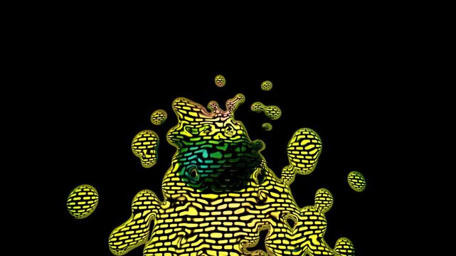A fluid shapes is changed colors on a black background