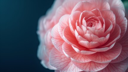  A tight shot of a pink bloom against a blue backdrop, softened center focusing on the flower