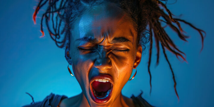 Raw Emotion Captured: The model's expressive face conveys a range of emotions, inviting viewers to connect on a deeper level.