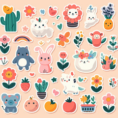 Obraz premium Cartoon sticker collection