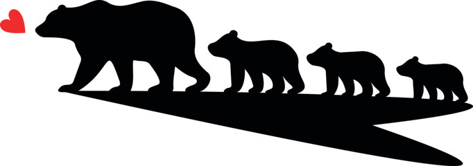 Hand drawn Mama Bear. Mom and baby bear vector illustration