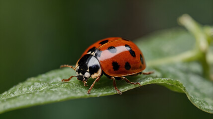 Fototapeta premium closeup of a beautiful ladybird isolated on white background close up photograph, ladybug on white