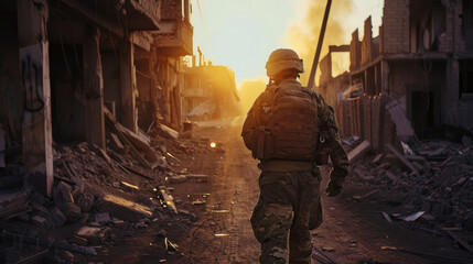 男, 男性, 兵士, 戦争, 戦地, 戦い, 軍隊, 対立, 後ろ姿, 佇む男性, Man, male, soldier, war, battlefield, battle, army, confrontation, back, standing man