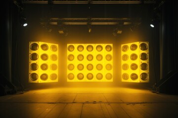 Projector stage lighting yellow illuminated.