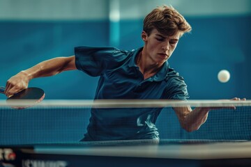 A table tennis player making a fast