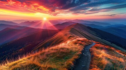 Beautiful natural view in summer at sunset