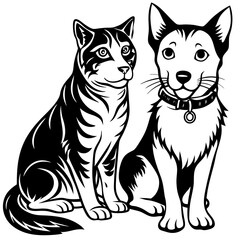 dog and cat vector