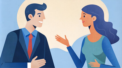 Fototapeta premium People talking about business illustration.7500x4220 px.