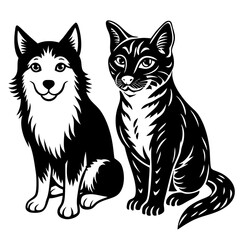 dog and cat vector