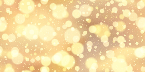Luxury bright champagne gradient mesh seamless bg with effect bokeh and circle pattern. Golden blurred background with texture. Vector illustration