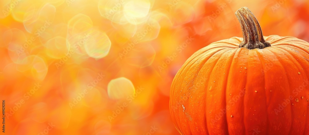 Poster Close up view of a pumpkin in autumn with space for text or image insertion. Creative banner. Copyspace image