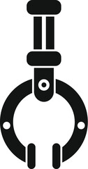 Black silhouette icon of a robotic arm gripping, perfect for industrial and technology designs