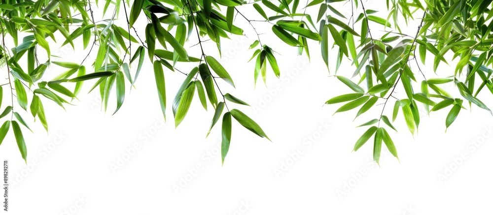Aufkleber bamboo leaves isolated on a white background suitable as a border or frame for a natural concept cop