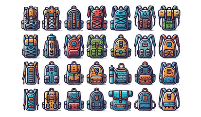 Obraz premium Various Stylish Backpacks Illustrations