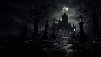 Obraz premium Scary haunted castle, Halloween.