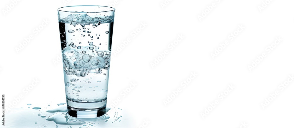 Poster A complete glass of water with a blank background for any text or image. Creative banner. Copyspace image