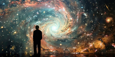 Fototapeta premium Cosmic Connection: A group of physicists studying the patterns of distant galaxies, seeking to unravel the mysteries of the universe. 