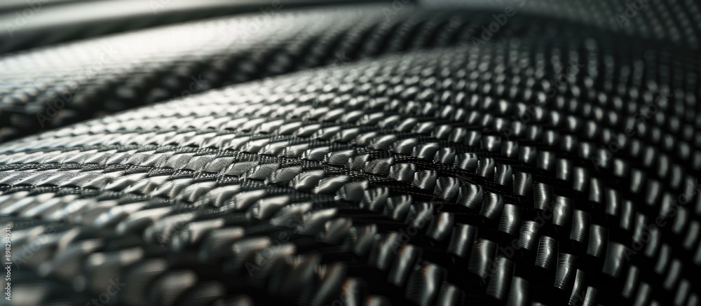 Aufkleber detailed close up of the black car seat trim showcasing a mix of soft and rough carbon fabric textur