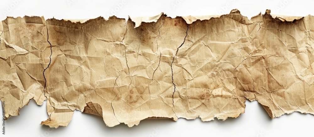 Poster An aged paper with torn edges positioned on a white background with available copy space image