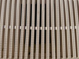 A white object with black squares on it