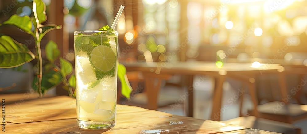 Aufkleber Background of cafe setting with a Mojito copy space image