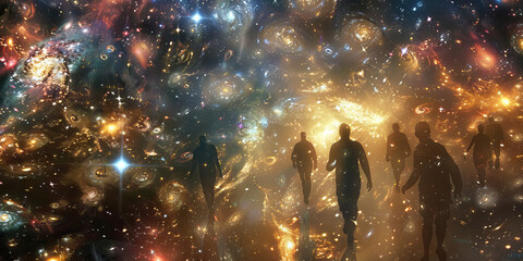 Cosmic Ballet: An artist's rendition of galaxies and stars, swirling in a cosmic dance.