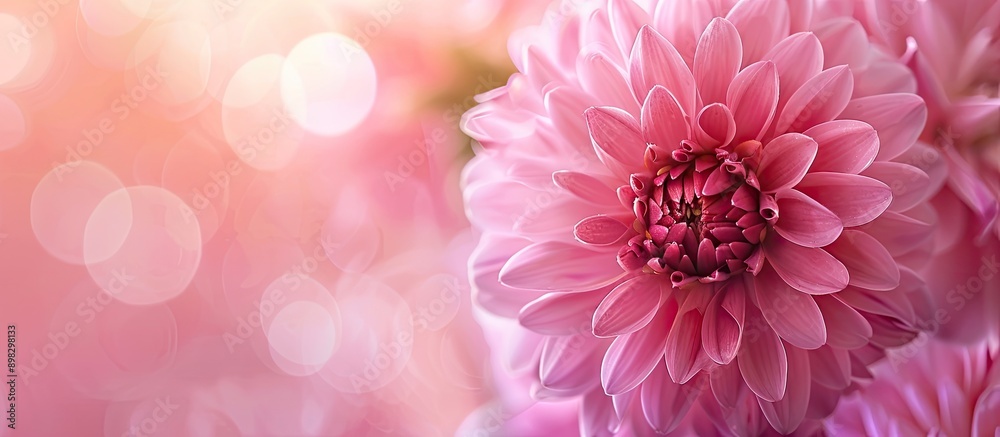 Poster close up of a lovely pink flower with copy space image in the background