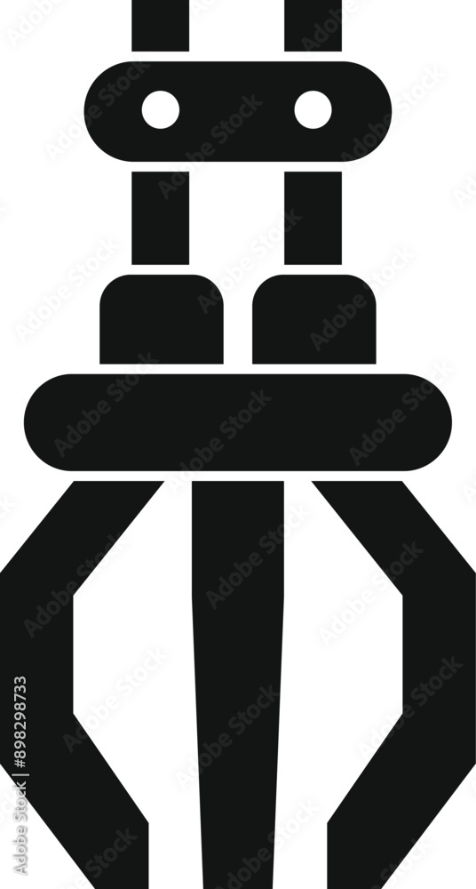 Sticker Simple black icon of a robot arm holding an invisible object