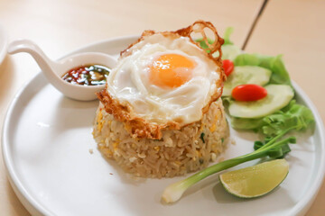 stir-fried rice, stir fried rice or fried rice with sunny side up egg or fried egg
