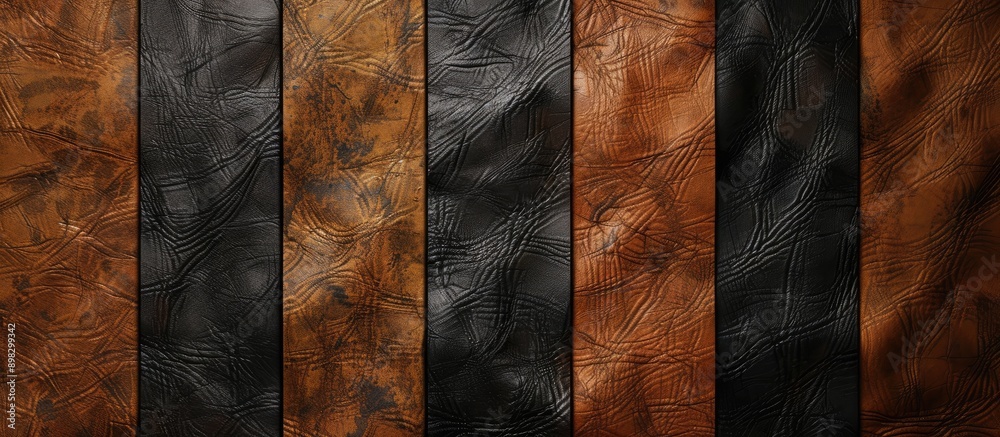 Aufkleber Background featuring authentic brown and black leather textures with various striped patterns an abstract vintage cowhide design ideal for copy space image