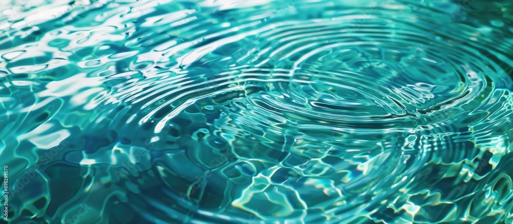 Poster close up of water creating circles against a turquoise backdrop ideal for text copy space image avai