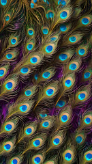 Peacock feather background with vibrant colors