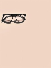 Black round eyeglasses with a light pink background. Generative AI