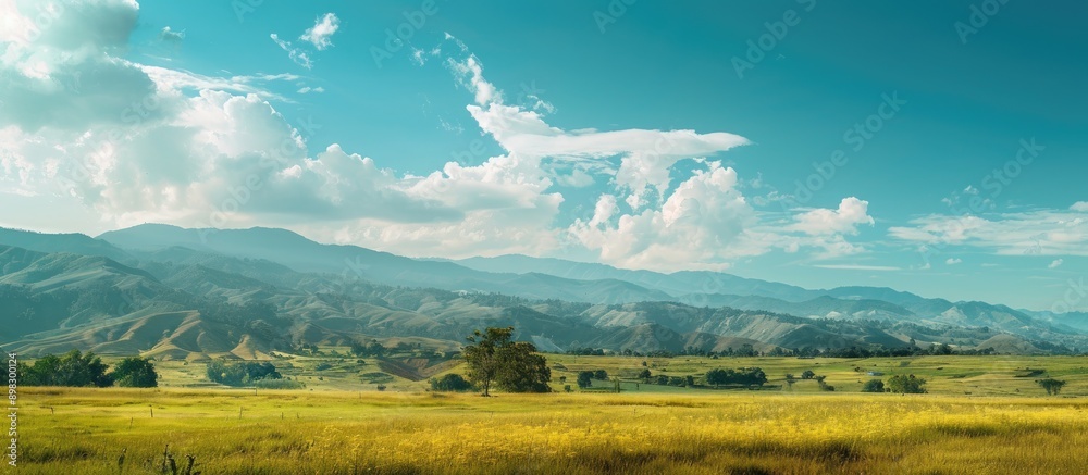 Aufkleber Clear sky creating a picturesque background in the landscape with ample copy space image