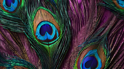 Fototapeta premium Peacock feather background with vibrant colors