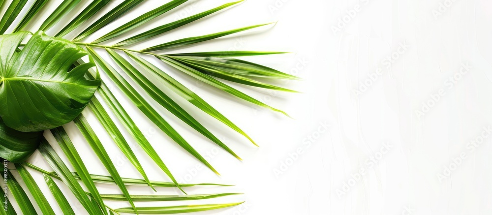 Poster isolated coconut leaf on a white background with copy space image