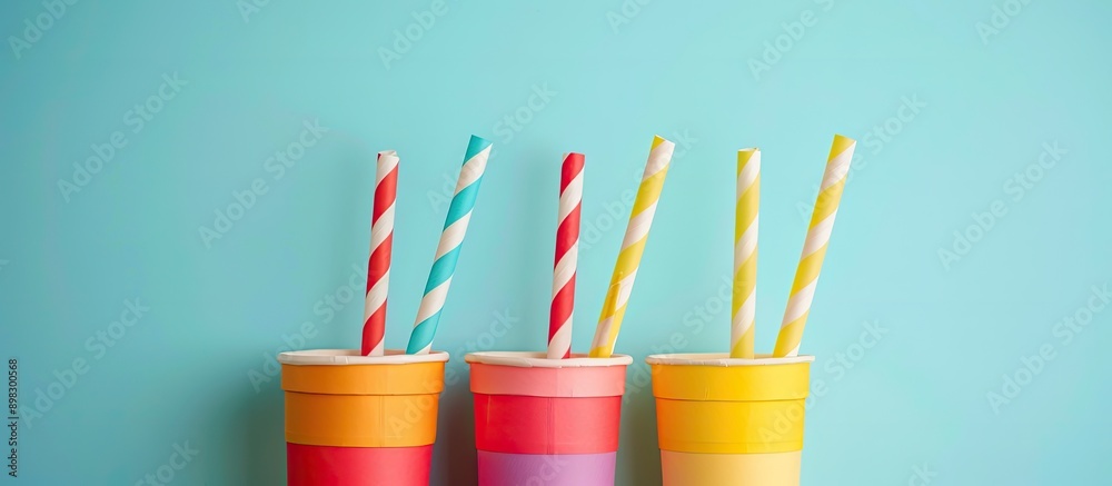 Poster Colorful paper straws that are environmentally friendly with ample copy space image are available