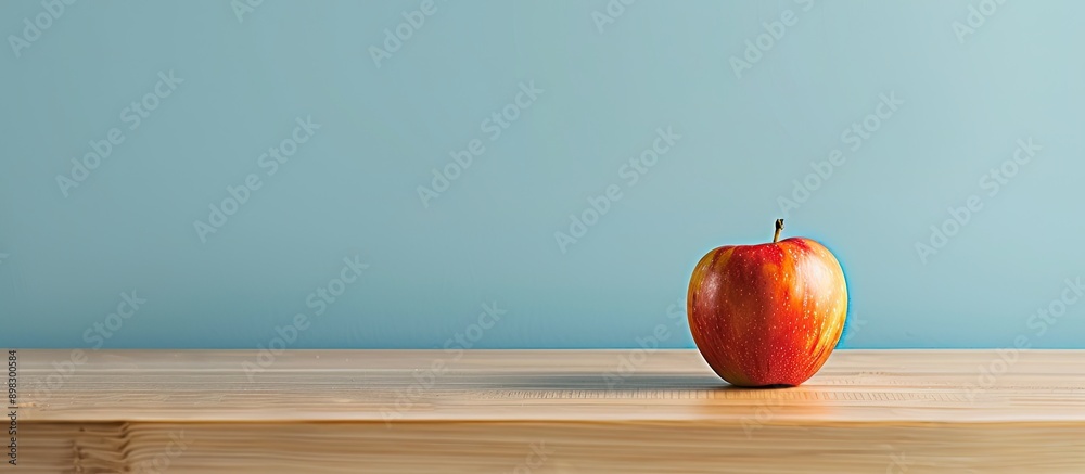Poster An apple placed on a table with ample copy space image provides a simple yet visually appealing setting