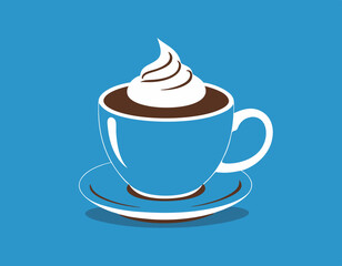 Whipped cappuccino coffee flat icon stock illustration