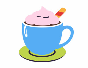 Whipped cappuccino coffee flat icon stock illustration